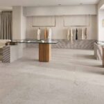 A serene retail environment using a like stone aesthetic tile