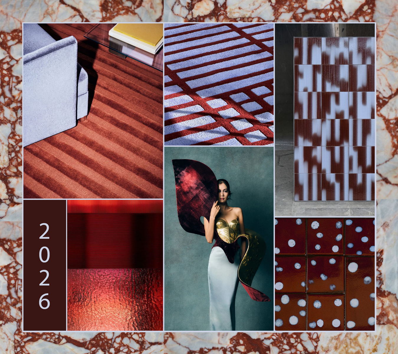 Harris Reed designs mixed with finish materials, like tile.